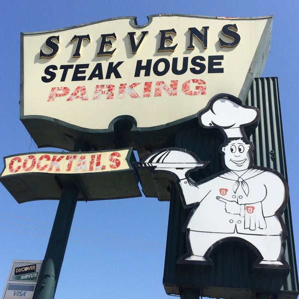 Opened 1952. Steakhouse with spectacular signs, leather booths, beveled glass & a vintage bar.