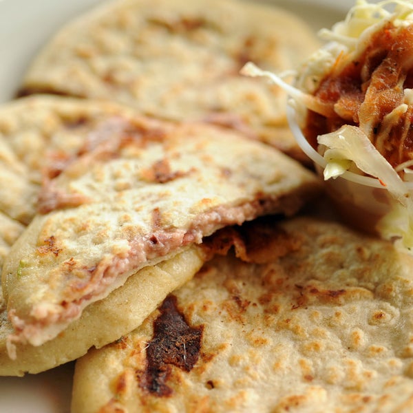 A pupusa (the Salvadoran stuffed corn cake) at this spot come with a broad array of fillings.