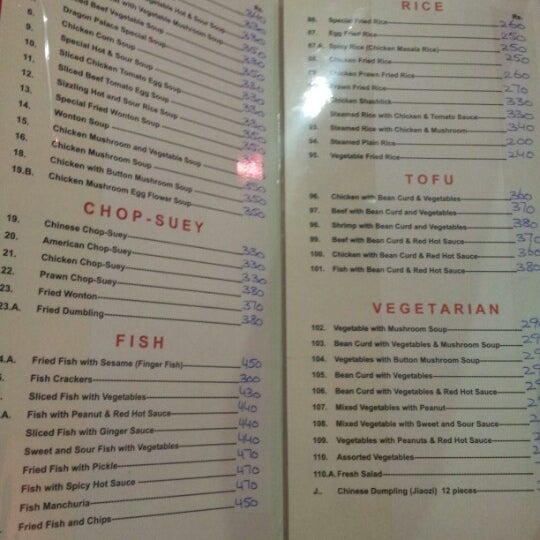 Dragon palace menu deals