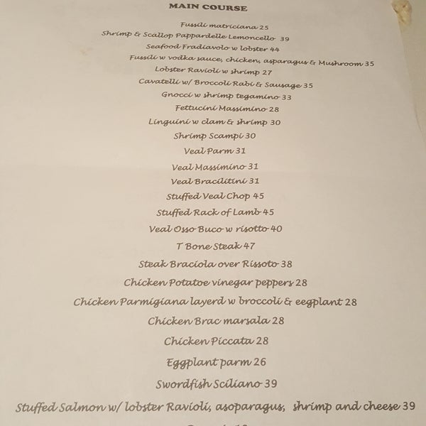 Quite dishonest.  They doubled prices without previous notice.  Upsetting and very dishonest.  Manager didn't even approach us after we complain of their  paper printed menu for this night only.