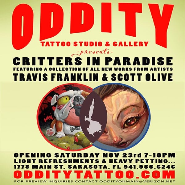Foto tirada no(a) Oddity Tattoo Studio &amp; Gallery por Melanie F. em 10/1/2013