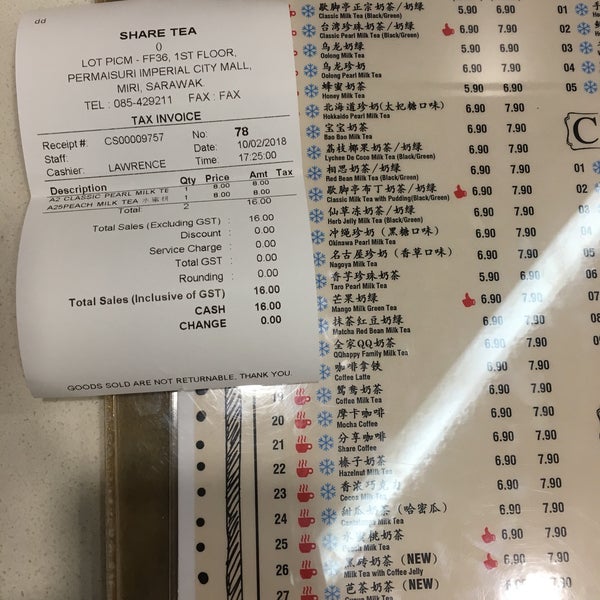 Sharetea Bubble Tea Shop In Miri