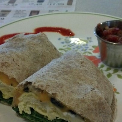 I recommend the breakfast burrito.. fluffy eggs, fresh spinach, and perfectly melted cheese.. delicious!