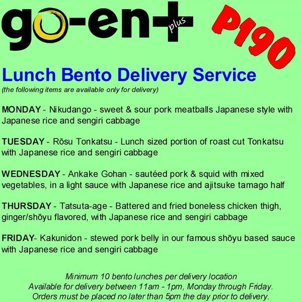 Our new Lunch Bento Delivery Service starts today!