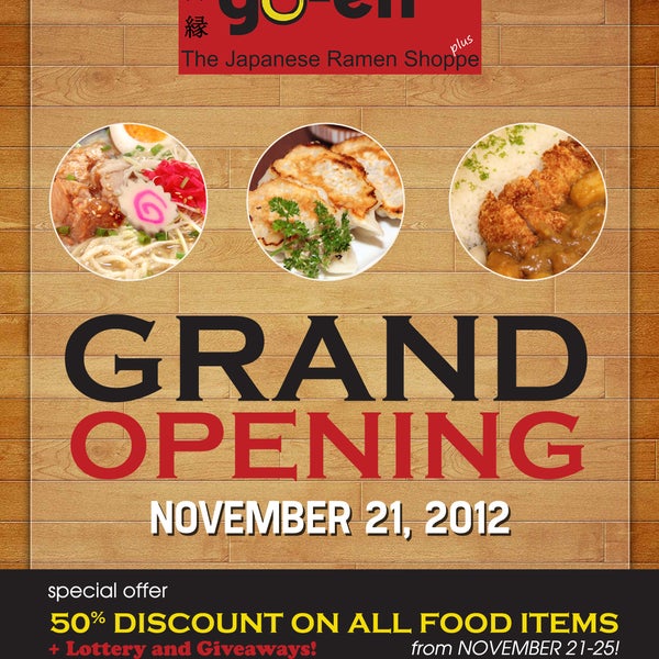 Grand Opening November 21, 2012 Special Offers November 21 - 25 Check the details on the page 1 attachment.