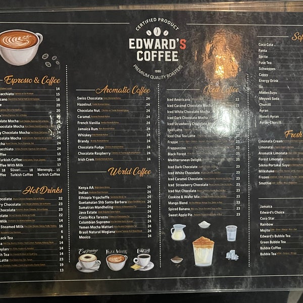 Çayı ve Türk kahvesi fena değil. Menü/Fiyatlar fotoğraf olarak eklendi.