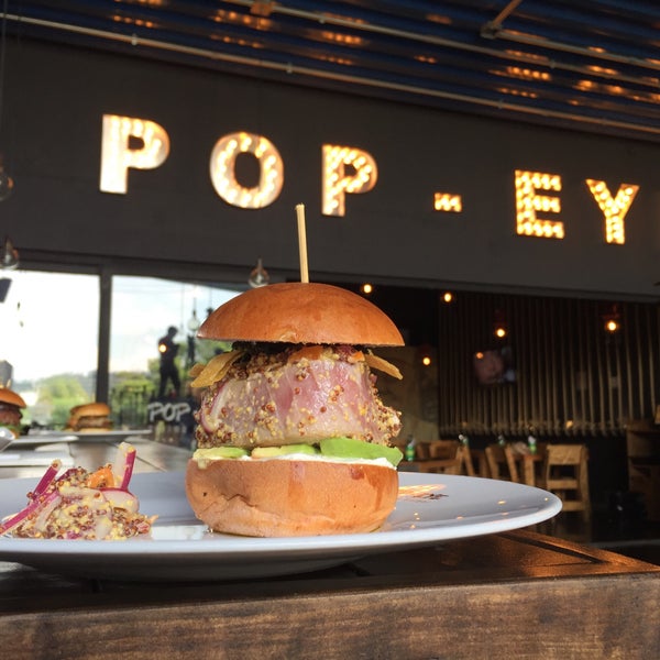 Photo taken at POP • EYE Shrimp &amp; Burger by Babuino D. on 6/17/2015