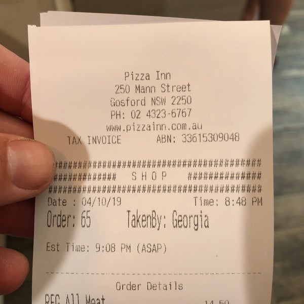 Pizza Inn Gosford 278 Mann St