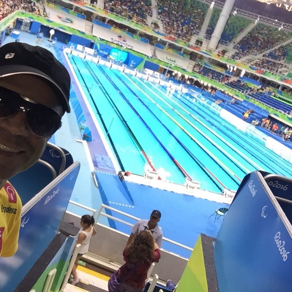 Photo taken at Olympic Aquatics Stadium by Helio C. on 9/16/2016