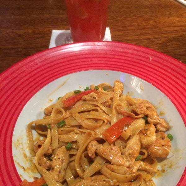 Shrimp Cajun and chicken pasta washed down with strawberry lemonade!!!