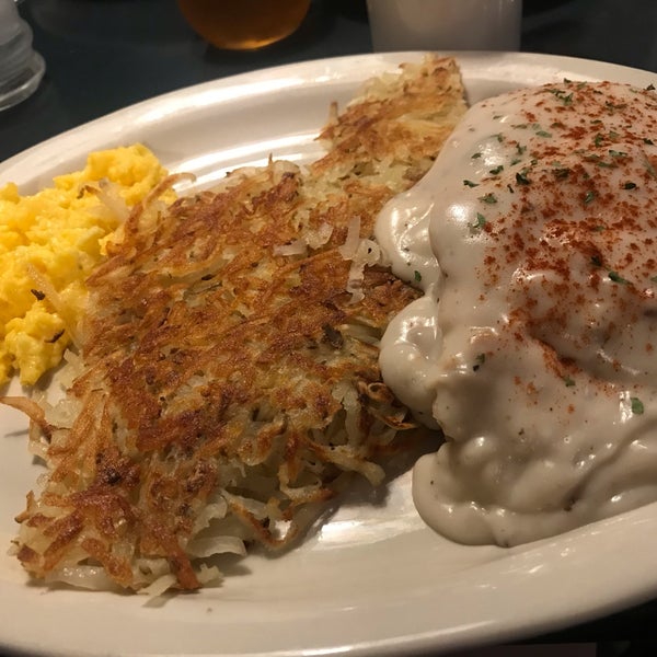 Traditional American diner. Breakfast menu had so much variety. Recommend No.5: Biscuits & gravy with hash brown & cheesy egg scramble. Was super tasty and portion sizes were large!