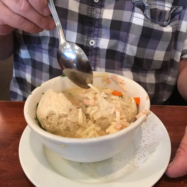 Matzah ball soup w/ chicken noodle is the ultimate comfort food in a bowl!
