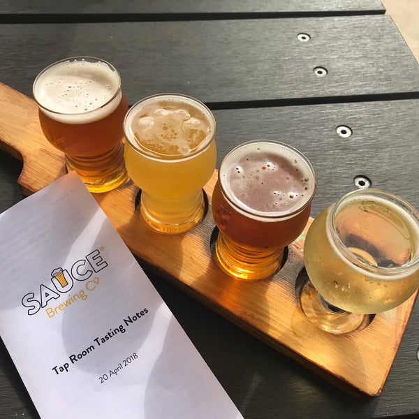 Photo taken at Sauce Brewing Co by Laura D. on 4/21/2018