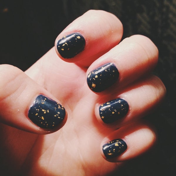 In love with my midnight blue nails with gold flecks :)