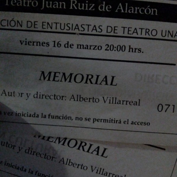 Foto diambil di Teatro Juan Ruiz de Alarcón, Teatro UNAM oleh Ara pada 3/17/2018