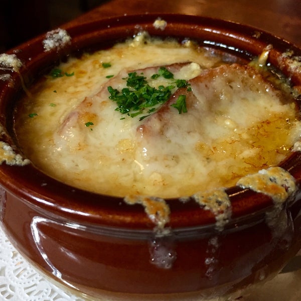 French onion soup was not too salty & 1 of the better ones I've had in NYC. Potato patty was better than the frites.