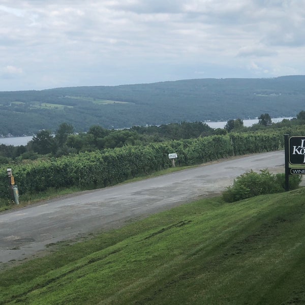 Best view of vineyards rolling down & Keuka Lake! Get a bottle of their dry Riesling, Hilda Chardonnay or Moscato.  Pop it open & enjoy a glass on their deck.