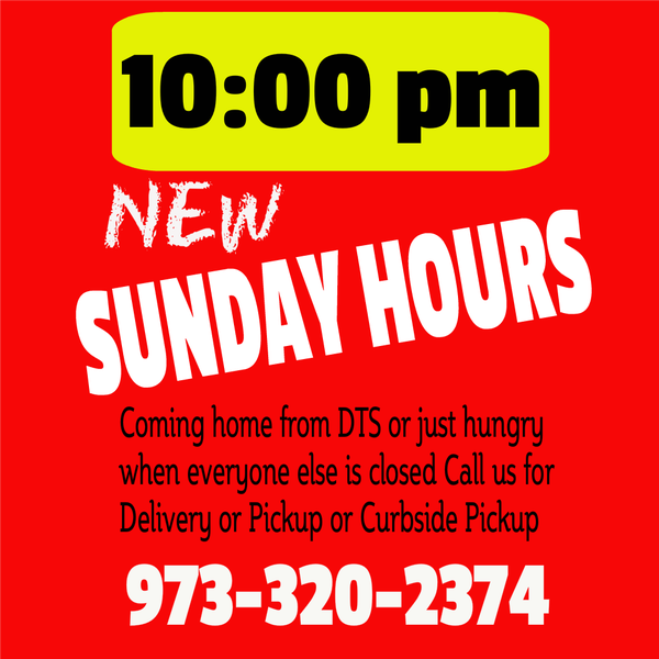 New Sunday Hours! OPEN TILL 10PM