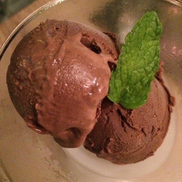Valrhona chocolate ice cream is thick and rich and creamy get not overly sweet. A gem!