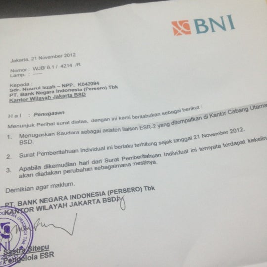 Bank BNI Cabang BSD - Legok, Banten