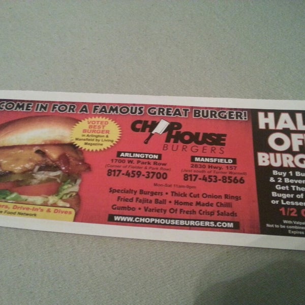 รูปภาพถ่ายที่ Chop House Burgers โดย Sabrina D. เมื่อ 9/28/2013