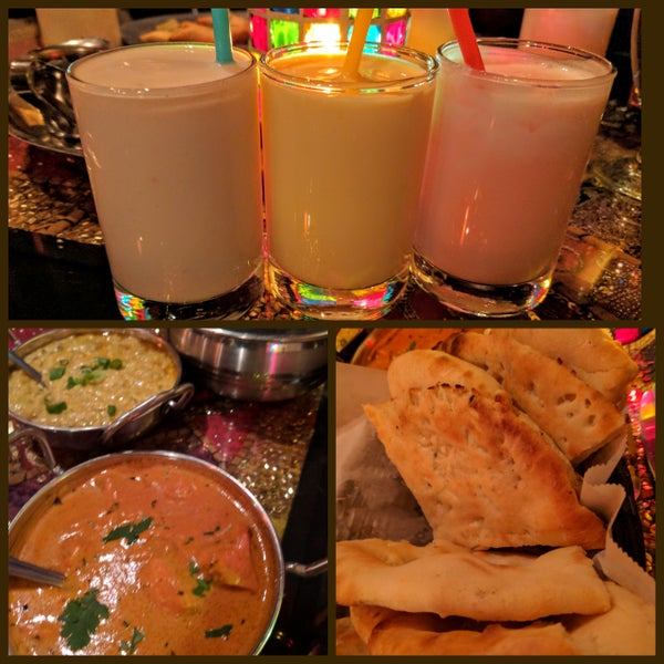Get the lassi flight. I ordered 🍓,🌹 and mango.The chicken tikka, benghan and chicken saag were delicious.They serve a variety of naan. We ordered garlic and fruit and nuts. Nice ambiance as well. 😁