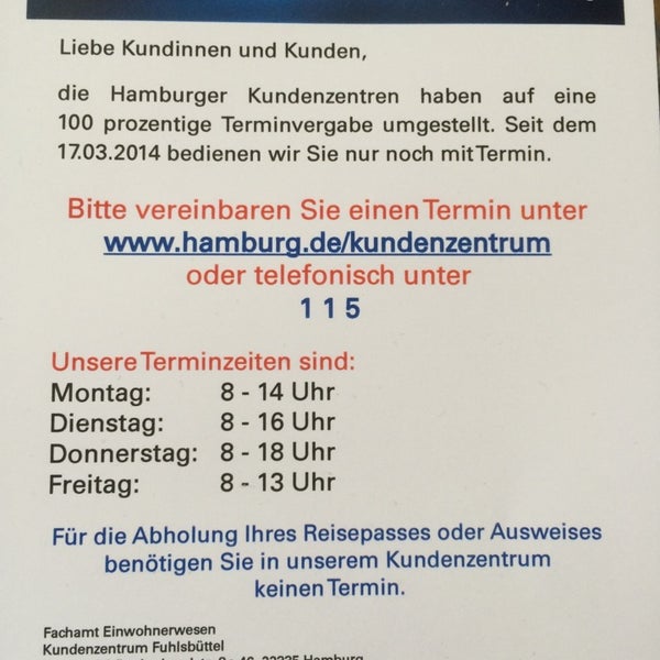 Kundenzentrum Fuhlsbuttel Fuhlsbuttel Hummelsbutteler