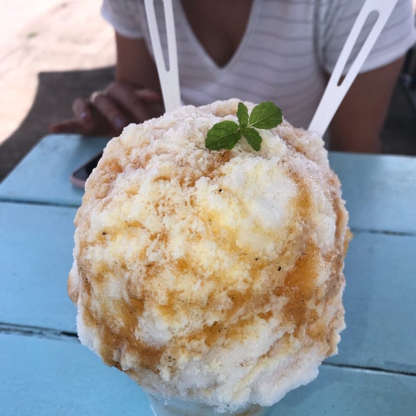 Passion fruit shave ice was very refreshing and delicious, while the green tea one was creamy and sweet! Both amazing and the shave ice was so soft. Get one for two people, they’re big!