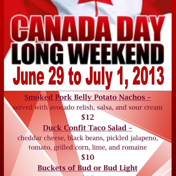 Celebrate Canada Day with our special at our restaurant The Edge Social Grille & Lounge!
