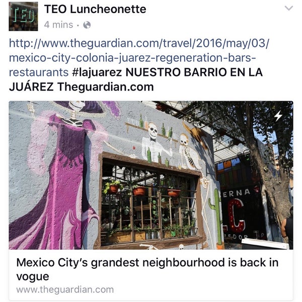 Learned about TEO from http://www.theguardian.com/travel/2016/may/03/mexico-city-colonia-juarez-regeneration-bars-restaurants #amazing #cozy #delicious