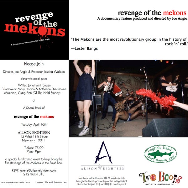 Fabulous fundraiser for "The Revenge of The mekons @ ALISON EIGHTEEN  4/16   http://on.fb.me/10HVlSU....Please Join Us.