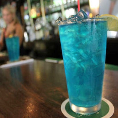 "Blue Molly" (colorful cocktail -- with a straw! -- made with raspberry vodka, sweet and sour, and Sprite). http://bit.ly/19qUSWV