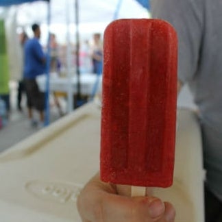 From the many available fruit popsicle flavors, we chose strawberry rhubarb. The rhubarb throws you off at first, but then the strawberry kicks in, and it's the perfect combo. http://bit.ly/18tLff3