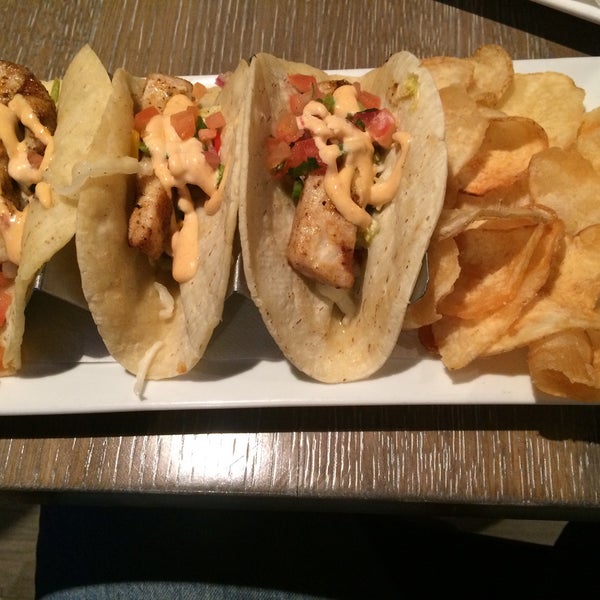 Mahi tacos are amazing!!!! The potato chips are homemade and are light and crispy#musttry