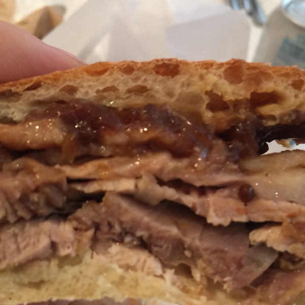 They only make one sandwich but lucky for you it'll be one of the best you've ever had. Moist roast pork, caramelized onions, some kind of figgy jam & mayo on fresh cibatta. Get the original.