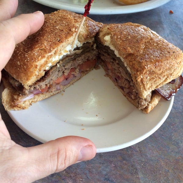 Greek burger is delicious! U can sub a whole wheat bun. Juicy!