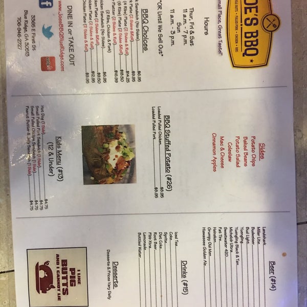 Joe's BBQ (Now Closed) Blue Ridge, GA