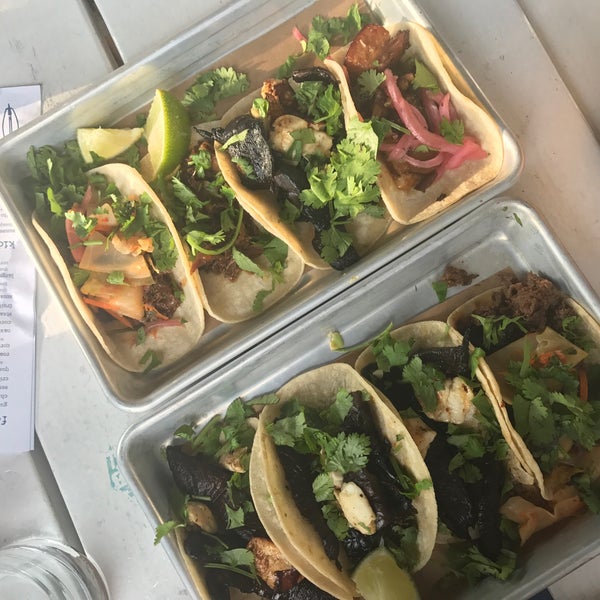 You can't really go wrong with any of the tacos, but the ribeye, spicy chorizo, pork belly, and portobello are some of my favorites. On average, 3/person should be enough.