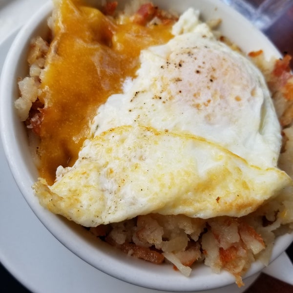 I got the hash brown bowl which was so good, but the waiter messed up my order twice  I would still recommend it because the food is delish, just don't expect attentive service!