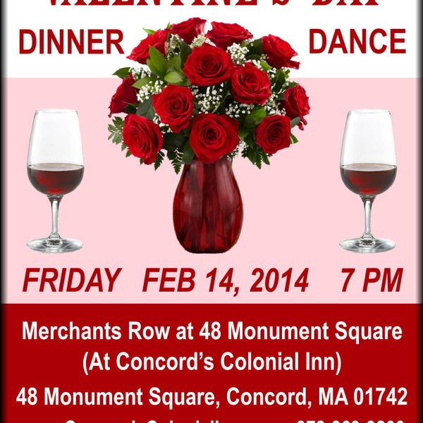 Friday ~ February 14, 2014 ~ 7 PM The Bruce Marshall Group Valentine's Day Dinner Dance at Merchants Row at The Colonial Inn ~ Facebook Event Page http://www.facebook.com/events/1416220308623372