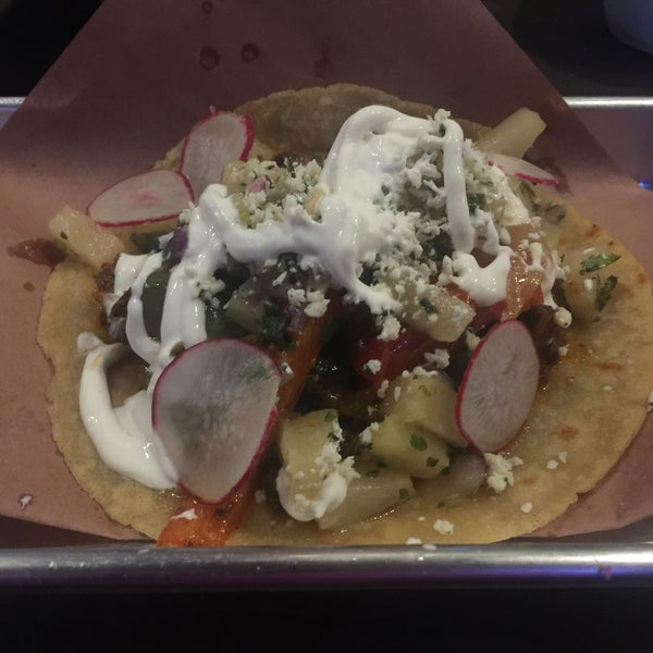 Have the orange chipotle brisket taco but stay away from the chicken tinga taco