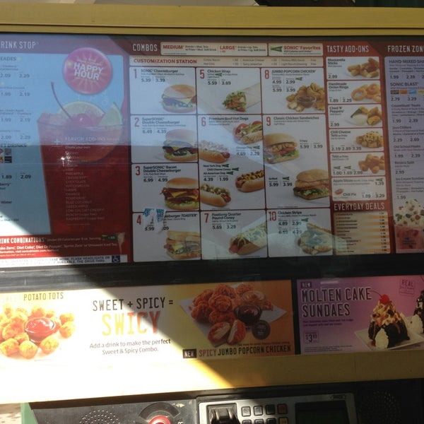 Sonic menu 2020 deals