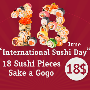 Celebrate Sushi Day at TokyoLebanon 18 Sushi pieces for 18 $ + Sake a gogo For reservation CALL T| 09 838 839 M| 78 838 839