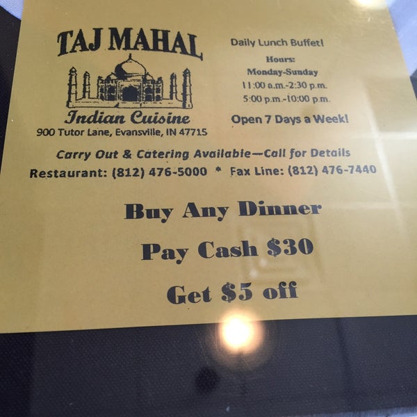 Taj Mahal Indian Cuisine Evansville East Side Evansville, IN