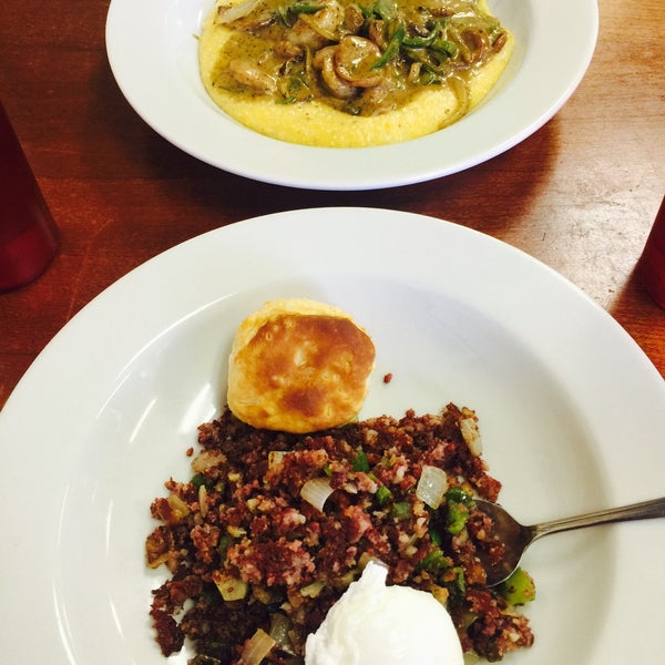 Try the shrimp n grits and corned beef hash!