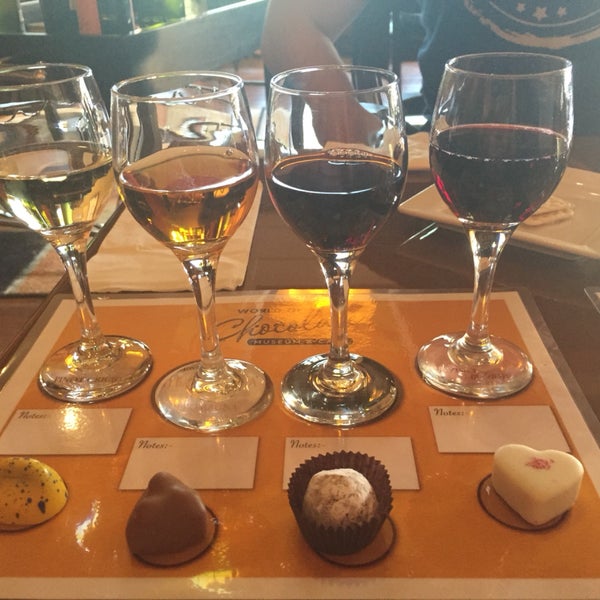 Wine pairing was great! Learned about 'tasting' chocolate vs. 'eating'. Savor and let it melt slowly in your mouth.