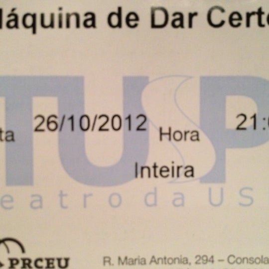 Photo taken at Teatro da Universidade de São Paulo (TUSP) by Claudio A. on 10/27/2012