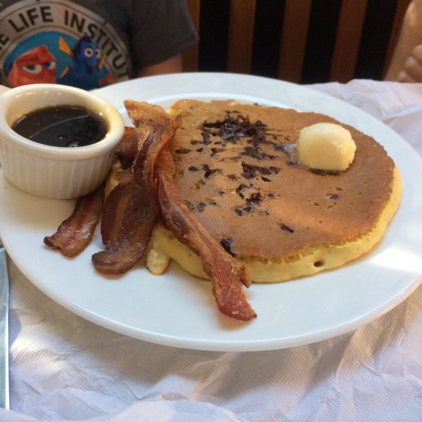 This is a kids meal chocolate chip pancakes and bacon! Awesome! $5.50 need I say more!