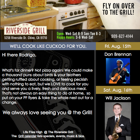 Fly the coop today or everyday @ the Grill