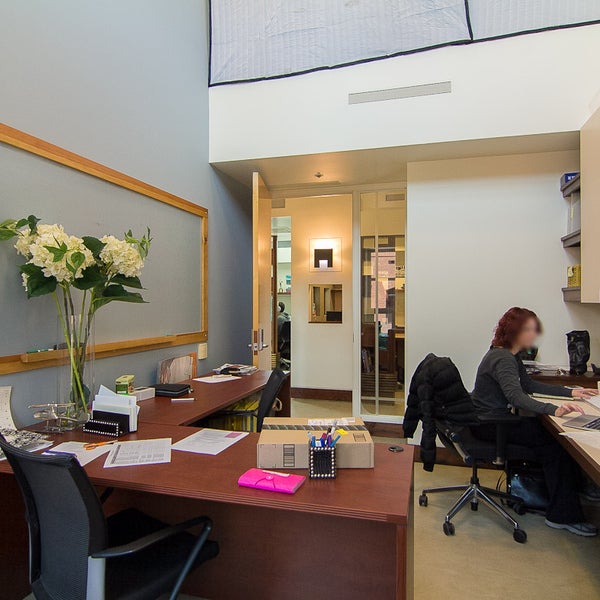 Get right to work in beautiful, connected workspace. Includes electrical outlets at each station, WiFi broadband Internet, comfortable chairs, free coffee, and incredible natural lighting.